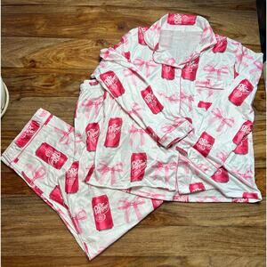 New Women's Large Long Sleeve Dr. Pepper Pajama Set